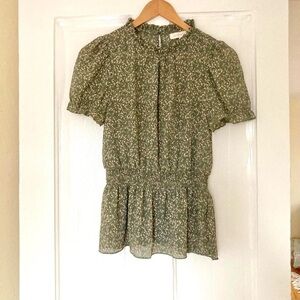 MONTEAU LOS ANGELES Floral Peplum Top M